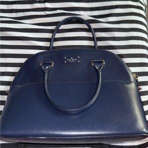 Kate Spade Blue Satchel with Structured Design and Double Handles